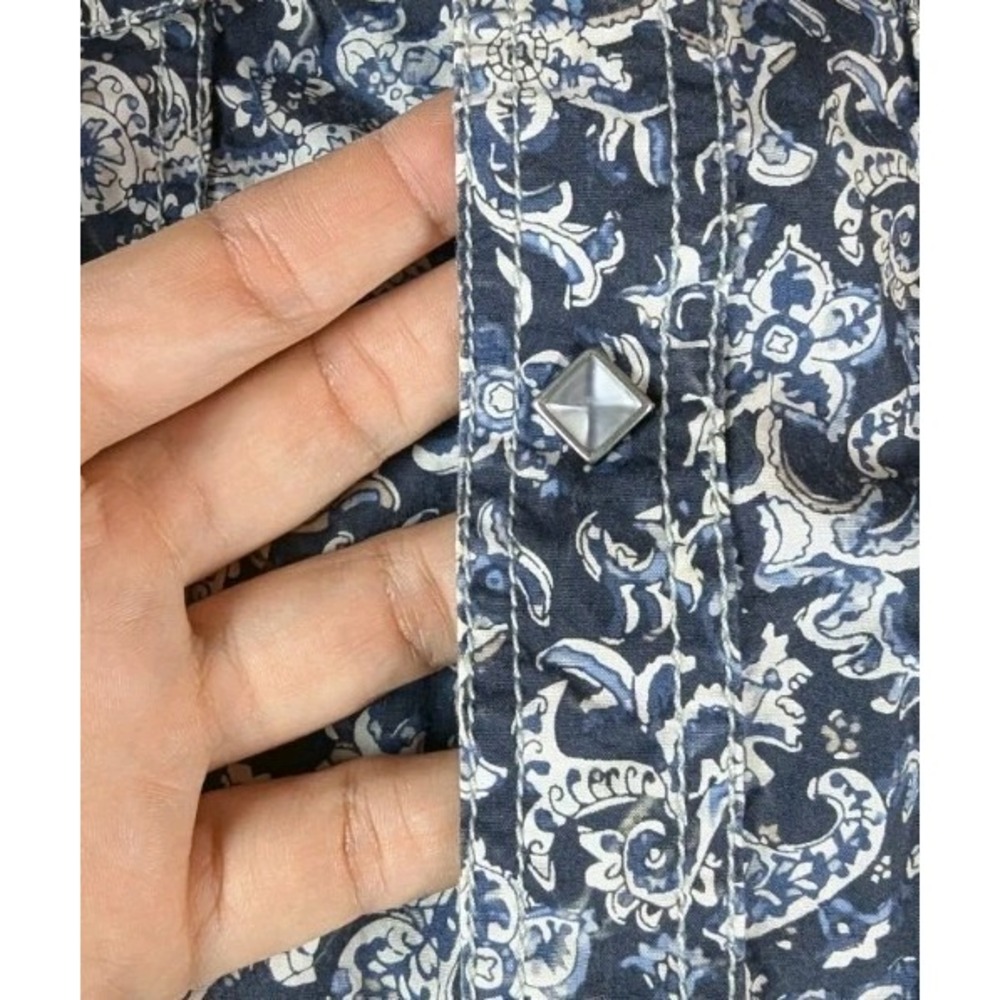 Rock-N-Roll Cowboy Mens Western Pearl Snap Large Blue Paisley‎  2 Pocket - Picture 5 of 10